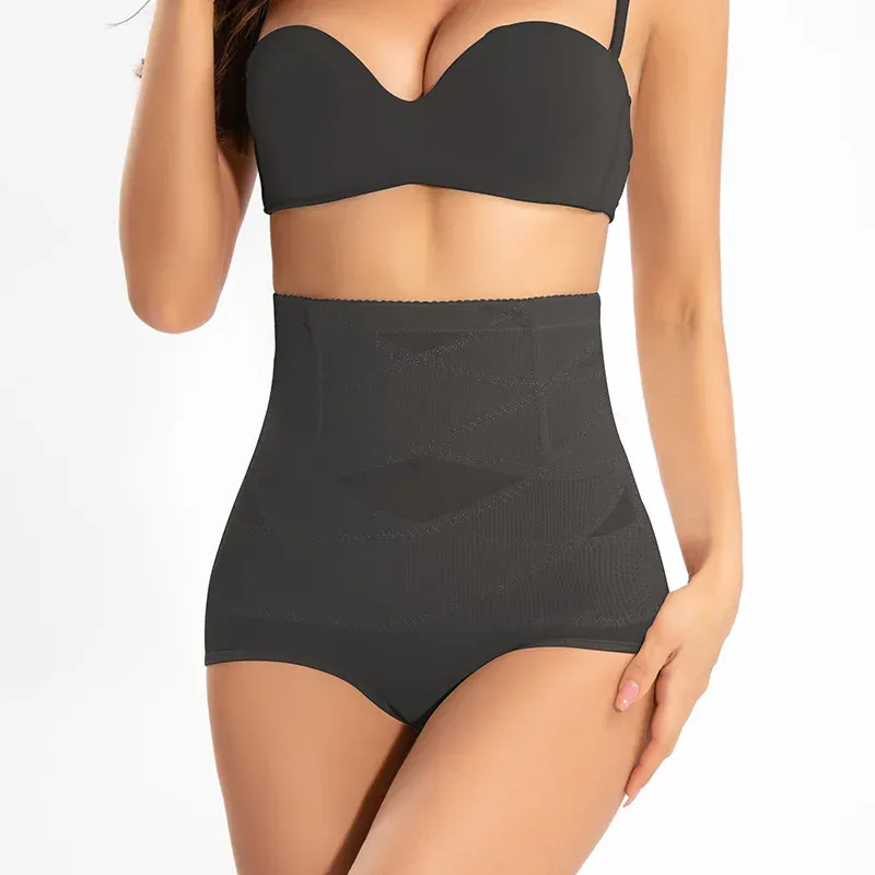 Women's High Waist Jersey Breathable Knitted Medium Control Postpartum Repair Stomach Shaper Panties Summer Spandex/Nylon/Cotton