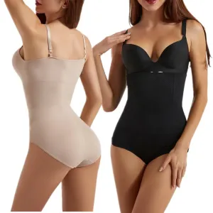 Women's Sexy One-Piece Shapewear Firm Tummy Waist Cincher Open-Crotch Hip Lift Body Shaping Plus Size Triangle Camisole Silk Top