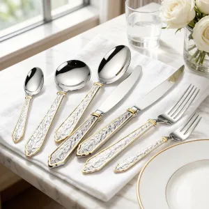 Cross-Border Amazon Stone Pattern 304 Stainless Steel Cutlery Knife Fork Spoon Set Hotel Western Cutlery Steak Knife Fork Round Spoon(A0002-0002)