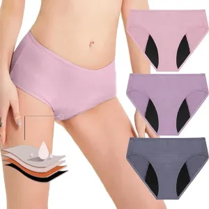 US EU Size 4 Layers Leak Proof Women Period Panties Breathable High Waist Cotton Menstrual Underwear Sporty Solid Plain Dyed