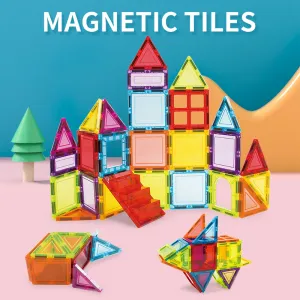 3D Magnetic Building Blocks Set for Kids Transparent DIY Magnet Tiles Educational STEM Toy for Toddlers Creative Construction Puzzle Toy（P0002-0001)
