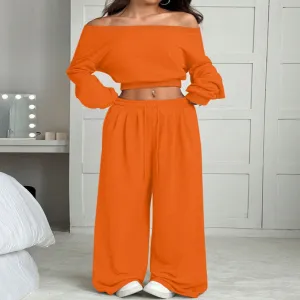 Women&rsquo;s Knit Lounge Set 2 Piece Outfit Loose Fit Sweater Top & Pants Matching Set Elegant Casual Plus Size Women Outfit Soft Comfortable Tracksuit Set（N0003-0005）
