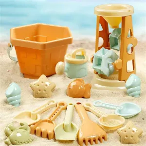 Kids Beach Sand Toys Set with Bucket, Shovel & Ocean Animal Molds Summer Outdoor Sandbox Play Set Plastic Beach Toys for Toddlers and Kids(Q0002-0001)