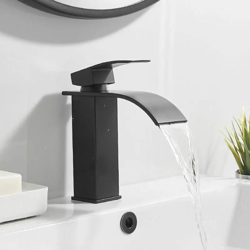 Black Polished Stainless Steel Single Handle Bathroom Basin Faucet for Bathroom & Wash Basin（G0002-0002）