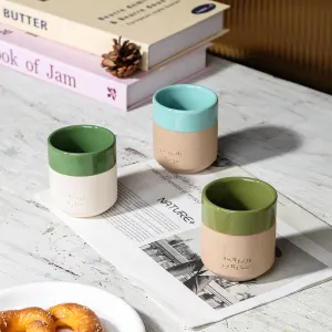 Luxury Custom Turkish Ceramic Tea Cup Set Handmade Vintage Green Glazed Arabic Coffee Cups with Logo Middle Eastern Tea Drinkware for Home and Hospitality(C0006-0003)
