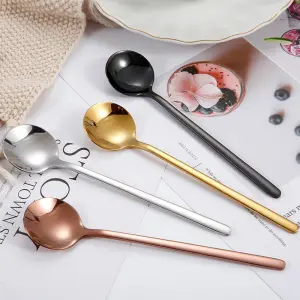 304 Stainless Steel Coffee Spoon Round Head Tea Spoon Set Long & Short Handle Espresso Dessert Spoon Reusable Metal Tableware（A0007-0002）