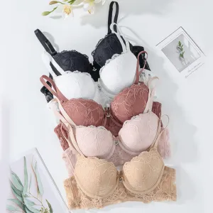 Factory Wholesale Women's Sexy Breathable Knitted Bra Lace Thin Mold Cup Underwear 25 Years' Experience Cross-Border New Leopard（H0005-0006）