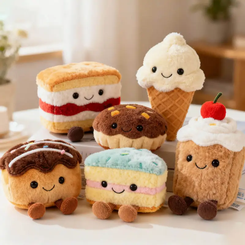 Custom Cake & Bread Plush Toy Realistic Dessert Plush Mascot Cute Food Plush Doll for Bakery Display Afternoon Tea Plush Decoration Gift（R0004-0001）