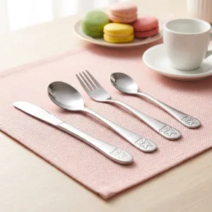 Kids Stainless Steel Cutlery Set Cartoon Toddler Spoon Fork Knife Set Safe Baby Feeding Utensils Children Tableware Set（A0006-0001）