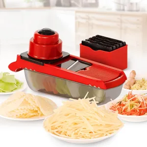 Multi-Functional Manual Vegetable Slicer with Container Cheese Grater and Vegetable Cutter Compact Kitchen Food Slicer for Easy Food Preparation（B0009-0001）