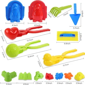 Kids Snowball Maker Tool Set Snowball Clipper Toy Kit with 4 Shapes Winter Outdoor Snow Toys for Kids Sandbox & Beach Play Set(Q0001-0001)