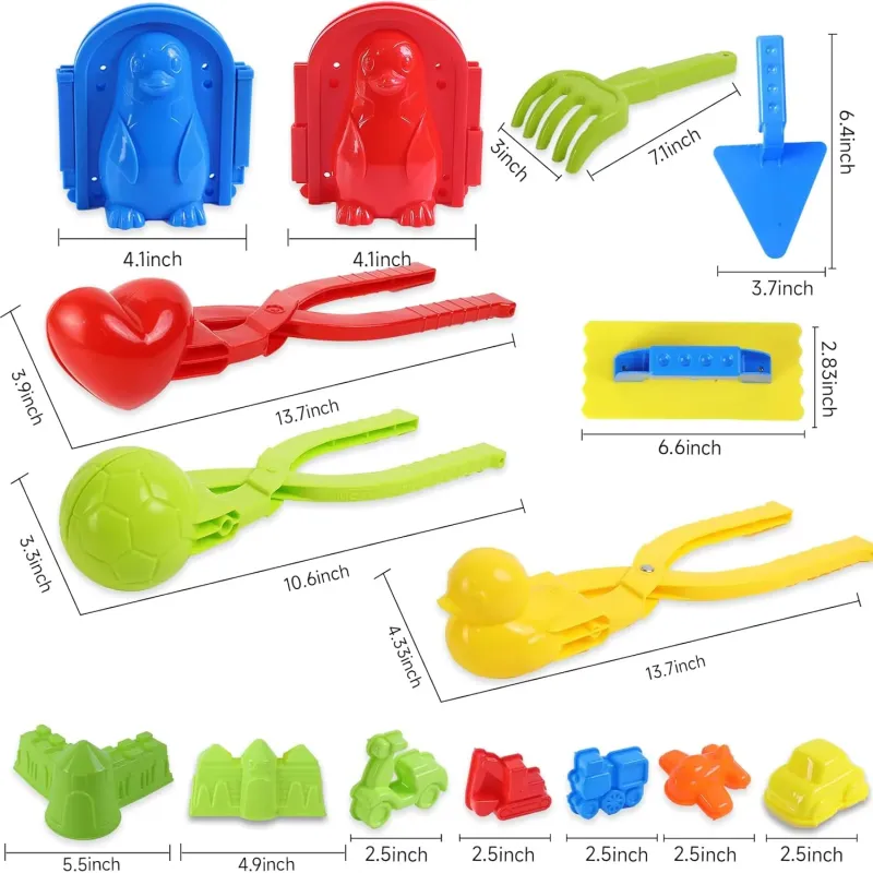 Kids Snowball Maker Tool Set Snowball Clipper Toy Kit with 4 Shapes Winter Outdoor Snow Toys for Kids Sandbox & Beach Play Set(Q0001-0001)