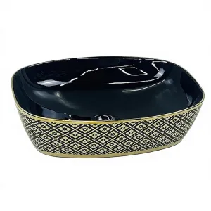 Modern European Black White Gold Texture Ceramic Art Basin Oval Countertop Vessel Sink for Hotel Villa Bathroom（E0005-0003）