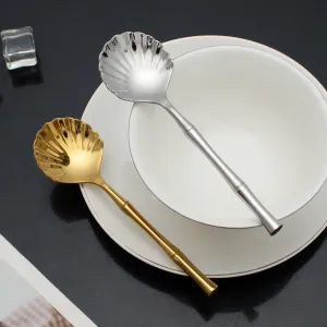 Bamboo Handle Stainless Steel Spoon Eco Friendly Coffee Stirring Spoon Dessert & Ice Cream Spoon Reusable Wooden Handle Sugar Spoon（A0010-0002）
