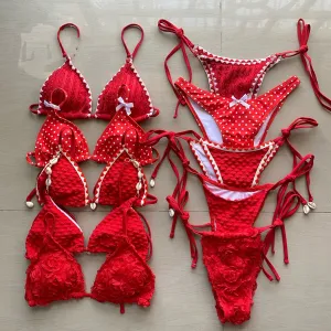 Eyelet Push Up Bikini Set Custom Logo Swimsuit Two Piece Swimwear for Women（I0004-0008）