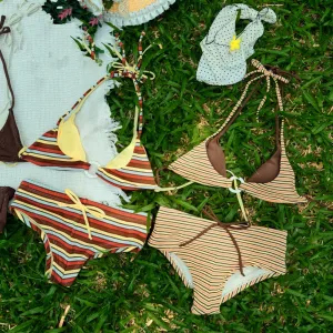 Contrast Color Bikini Set Eco Friendly Swimsuit Two Piece Bathing Suit for Women（I0004-0006）