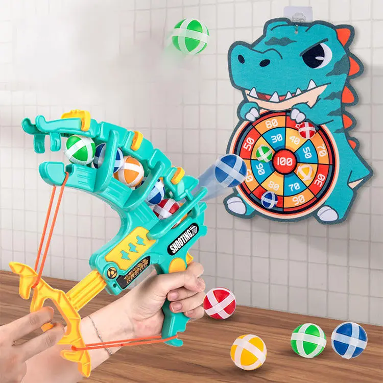 Kids Slingshot Archery Toy Set Indoor Outdoor Shooting Game ABS Plastic Dart Shooter & Bow Set Safe Fun Target Toy for Children Outdoor Sports（Q0006-0001）