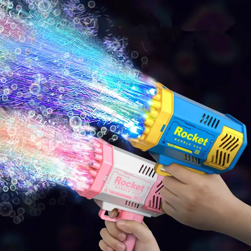 Rechargeable Rocket Bubble Machine for Kids 69 Holes Automatic Bubble Gun Electric Bubble Blower Toy for Outdoor Play Summer Bubble Toy Gift（S0007-0001）