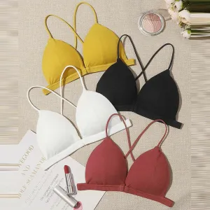 Good Quality Cute Women Multiple Color Front Open Underwear Thin Strap Wireless Bra for Ladies（H0004-0006）