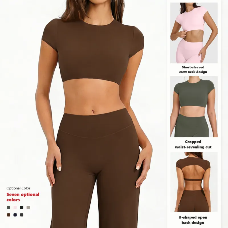 Women&rsquo;s 2 Piece Workout Set Flare Leggings & Long Sleeve Top Butt Lift Gym Outfit High Waist Wide Leg Fitness Activewear Set（N0002-0001）