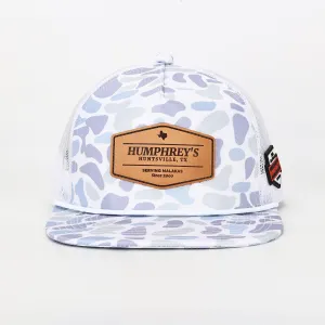 Custom 5 Panel Snapback Cap Camouflage Flat Brim Hat with 3D Embroidery & Leather Patch Breathable Adjustable Baseball Cap（O0001-0003）