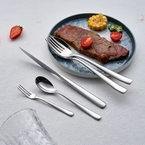 Stainless Steel Cutlery Set with Stand Mirror Polish Silverware Flatware Set Restaurant Kitchen Utensil Set Custom Logo Tableware for Catering（A0005-0001）