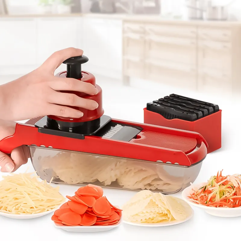 Multi-Functional Manual Vegetable Slicer with Container Cheese Grater and Vegetable Cutter Compact Kitchen Food Slicer for Easy Food Preparation（B0009-0001）
