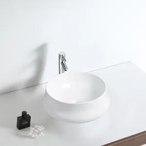 Round White Ceramic Art Basin No Hole Countertop Wash Basin Porcelain Vessel Sink for Hotel Apartment（E0006-0009）