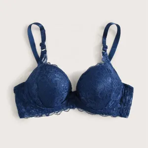 Sheer Lace Soft Cup Bra for Women, Transparent Floral Lingerie with Bow Lightweight Wholesale（H0004-0005）