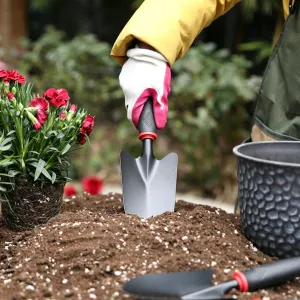 Mini Garden Tool Set with Metal Hand Trowel 5-Tine Hand Rake Garden Digger and Hoe PP Handle Gardening Hand Tools for Planting and Soil Cultivation（D0003-0005）