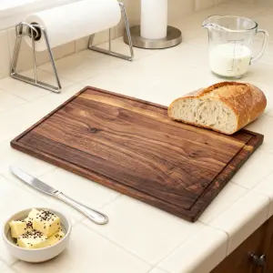 Large Acacia Wood Cutting Board Natural Wooden Chopping Board for Meat Cheese Fruit & Vegetable Food Preparation Kitchen Prep Board（B0006-0001）