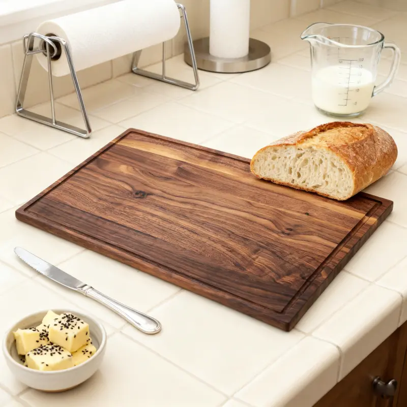 Large Acacia Wood Cutting Board Natural Wooden Chopping Board for Meat Cheese Fruit & Vegetable Food Preparation Kitchen Prep Board（B0006-0001）