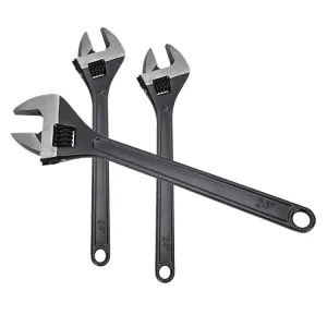 Black Oxide Adjustable Wrench with Metric & Imperial Scale Open End Adjustable Spanner for Industrial Mechanical & Repair Use（F0004-0001）