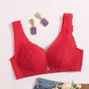 Charming Design Multiple Colors Back Closure Lace Women's Wirefree Bra Sexy Hot Selling Lingerie（H0004-0004）