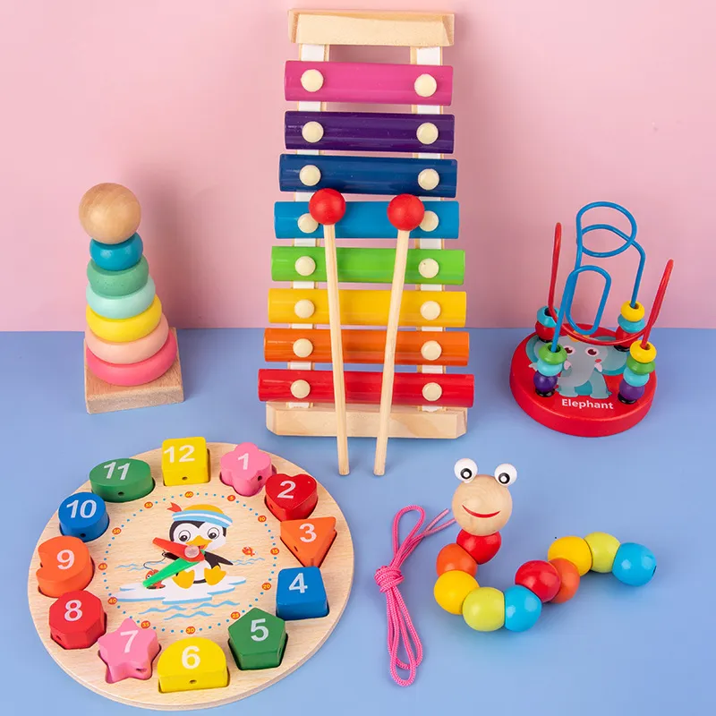 Montessori Wooden Baby Learning Toy Early Development Educational Toy for Toddlers Interactive Wooden Puzzle & Cognitive Training Toy for Kids(P0003-0001)