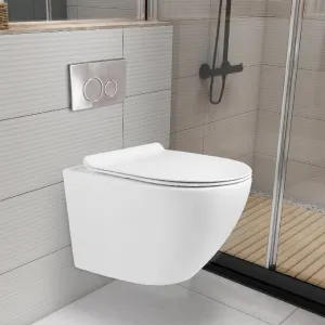 Modern Wall Mounted Toilet Rimless Ceramic Wall Hung WC with Concealed Cistern for Hotel Bathroom（E0006-0001）