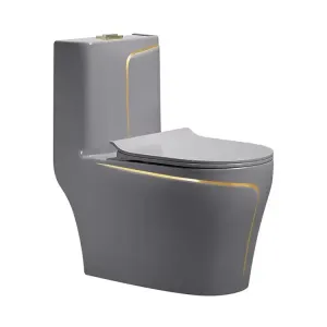 Custom Color Gold Line One Piece Toilet Grey White Black Luxury Ceramic WC for Modern Bathroom（E0006-0002）