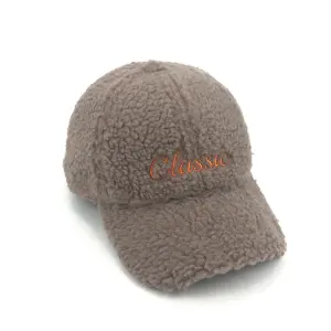 Custom Embroidered Faux Fur Baseball Cap Plush Fleece Wool Blend Hat Soft Warm Winter Dad Hat for Men & Women Adjustable Casual Cap（O0004-0002）