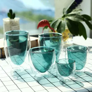 Small Double Wall Borosilicate Glass Cup Clear Insulated Coffee Cup for Drinking Ice Cream and Desserts Transparent Glass Tumbler for Home Cafe and Wholesale(C0004-0002)