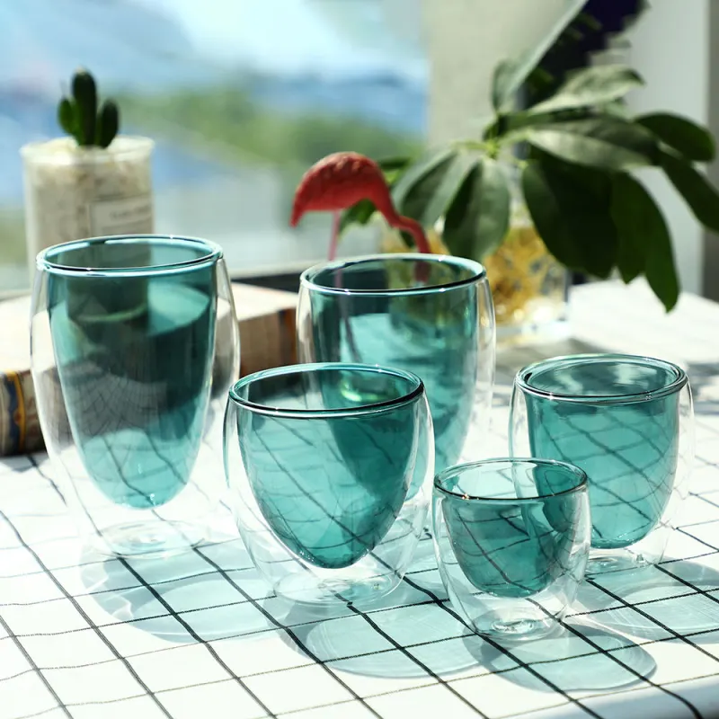 Small Double Wall Borosilicate Glass Cup Clear Insulated Coffee Cup for Drinking Ice Cream and Desserts Transparent Glass Tumbler for Home Cafe and Wholesale(C0004-0002)