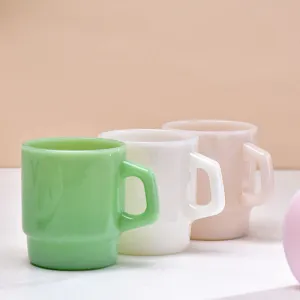Custom Jade Tea Cup High Borosilicate Glass Coffee Cup with Handle Elegant Tea and Coffee Drinking Glass for Home Caf&eacute; and Restaurant（C0004-0007)