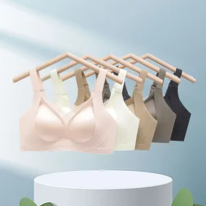 Evenyoung Seamless Jelly Push-Up Bra No Underwire Breathable Mesh V-Neck Supportive for Large Busts for Women（H0005-0008）