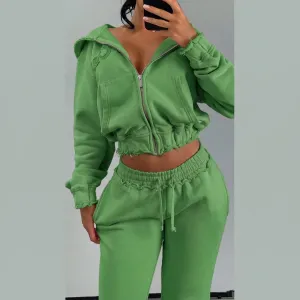 Women's Distressed Zip Up Hoodie and Wide Leg Sweatpants Set Y2K Two Piece Tracksuit Vintage Streetwear Outfit（N0004-0001）