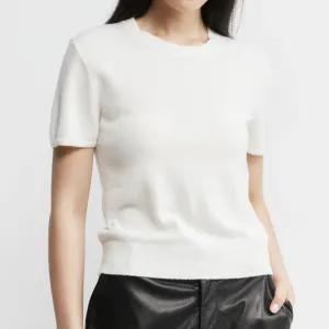 Women's Cashmere Short Sleeve T-Shirt Soft Knitted Summer Top Casual Basic Tee Custom（N0005-0004）