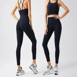 Popular Yoga Workout Set for Women 2 Piece High Waist Leggings and Sports Bra Gym Training Fitness Activewear（K0003-0006）