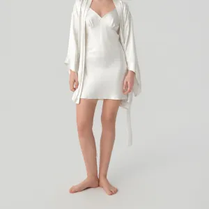 Eco Friendly Women Wide Sleeve Robe 100% Silk GOTS Certified Soft Summer Sleepwear Kimono Robe(M0008-0006)