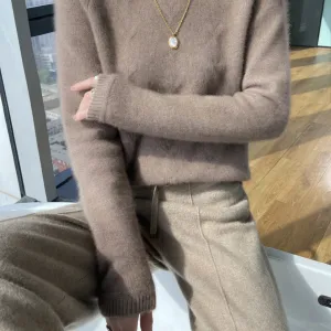 Women's Cashmere Turtleneck Sweater Casual Basic Solid Color Knit Pullover Winter Warm（N0005-0002）