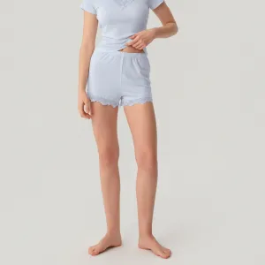 Women Tencel Modal Pyjama Set Short Sleeve V Neck Pjs Wide Leg Pants Soft Loungewear Sleepwear(M0008-0003)