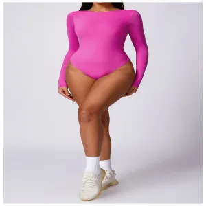 Long Sleeve Yoga Bodysuit for Women Backless One Piece Jumpsuit Quick Dry Gym Workout Fitness Activewear（K0004-0005）