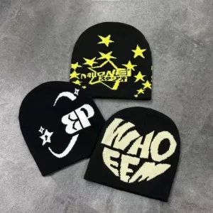 Graffiti Jacquard Beanie Custom Knitted Winter Streetwear Hat Wholesale（O0005-0005）